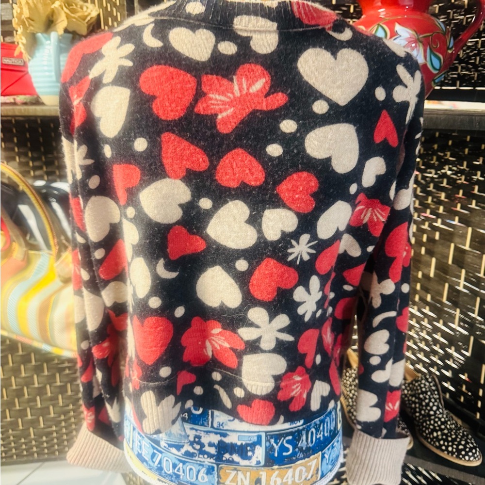 Free People Black and Red Heart Cardigan - Picture 3 of 6